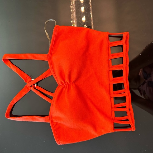 Vibrant Orange Strappy Crop Top - Picture 1 of 3